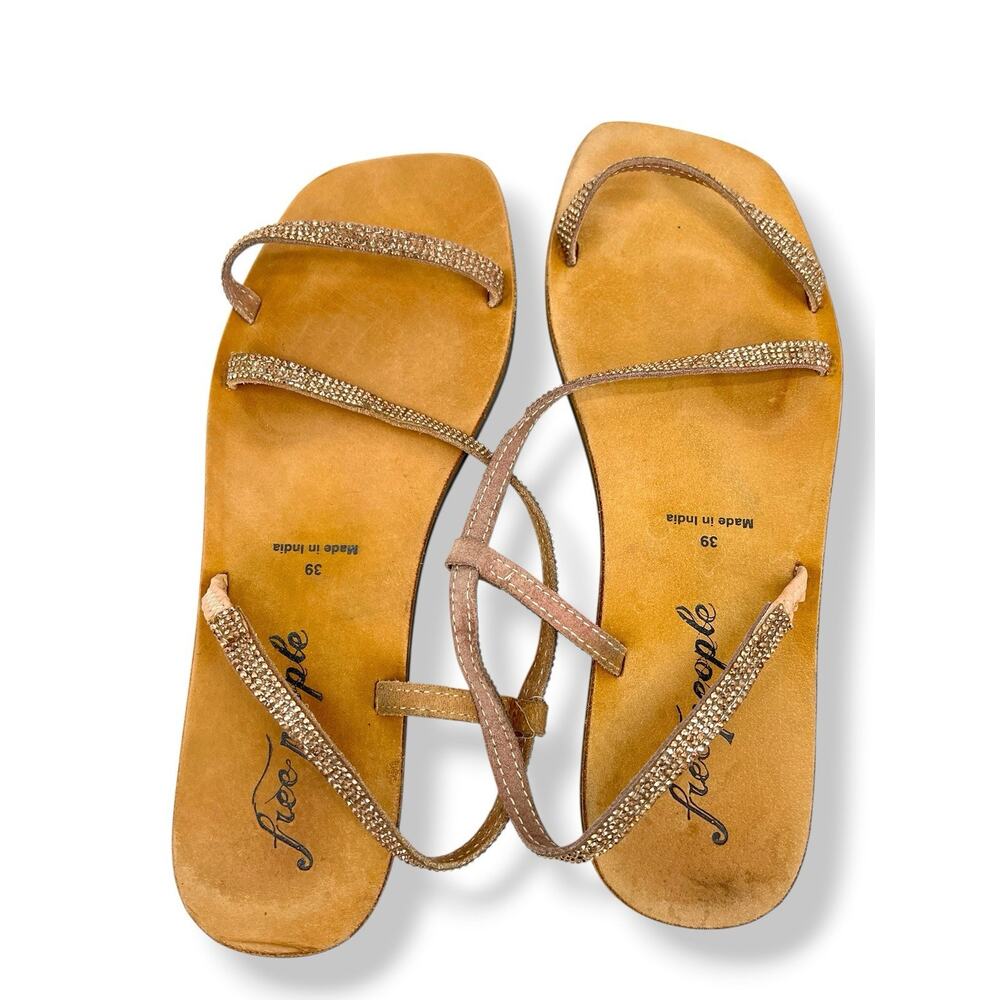 Free People Anthropologie Pink Crystal Cove Strappy Sandals Size 39 9